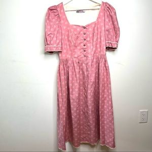 Alphorn Vintage Dress Cotton Pink Flowers Size 46